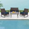 Costway 4 PCS Wicker Rocking Set with Loveseat & Coffee Table Heavy-Duty Metal Frame